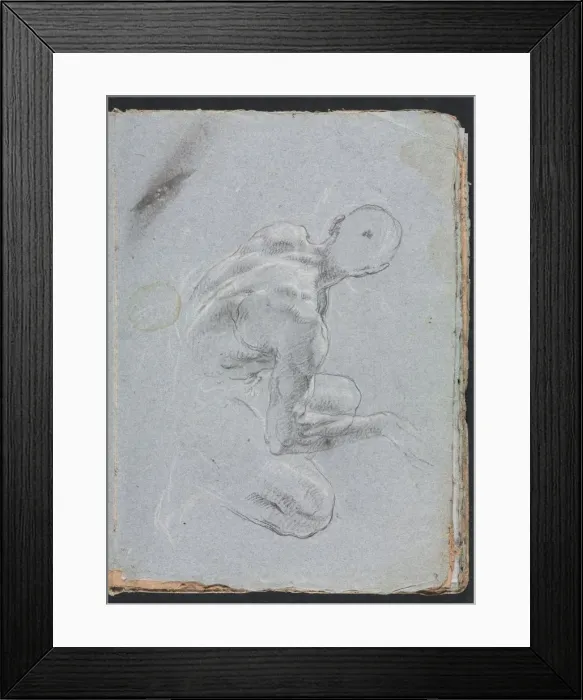 Framed Print : Verona Sketchbook: Male nude from back (page 9), 1760. Creator: Francesco Lorenzi (Italian Framed Print : Verona Sketchbook: Male nude from back (page 9), 1760. Creator: Francesco Lorenzi (Italian