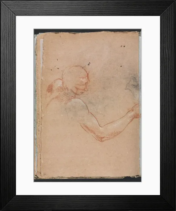 Framed Print : Verona Sketchbook: Nude with head and right arm (page 36), 1760. Creator: Francesco Lorenzi Framed Print : Verona Sketchbook: Nude with head and right arm (page 36), 1760. Creator: Francesco Lorenzi