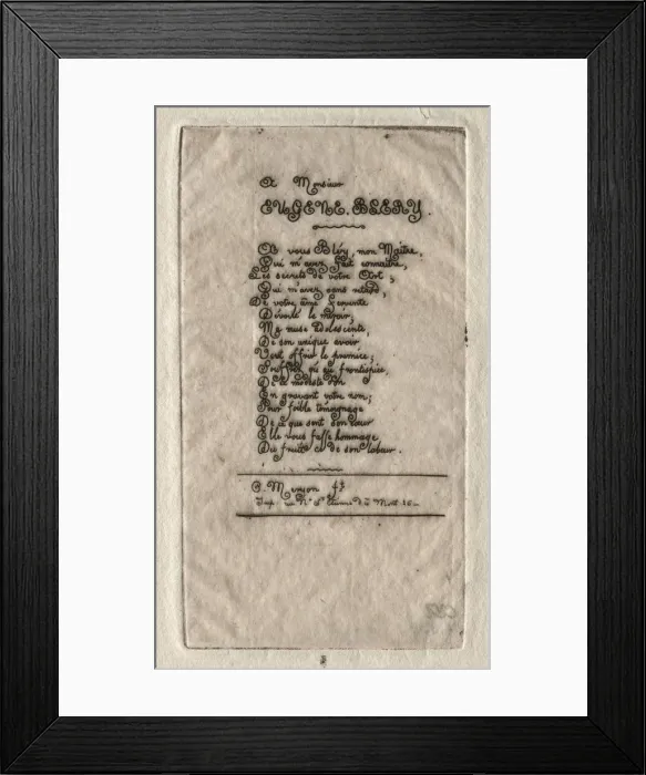 Framed Print : Verses to Eugene Blery, 1854. Creator: Charles Meryon (French, 1821-1868) Framed Print : Verses to Eugene Blery, 1854. Creator: Charles Meryon (French, 1821-1868)