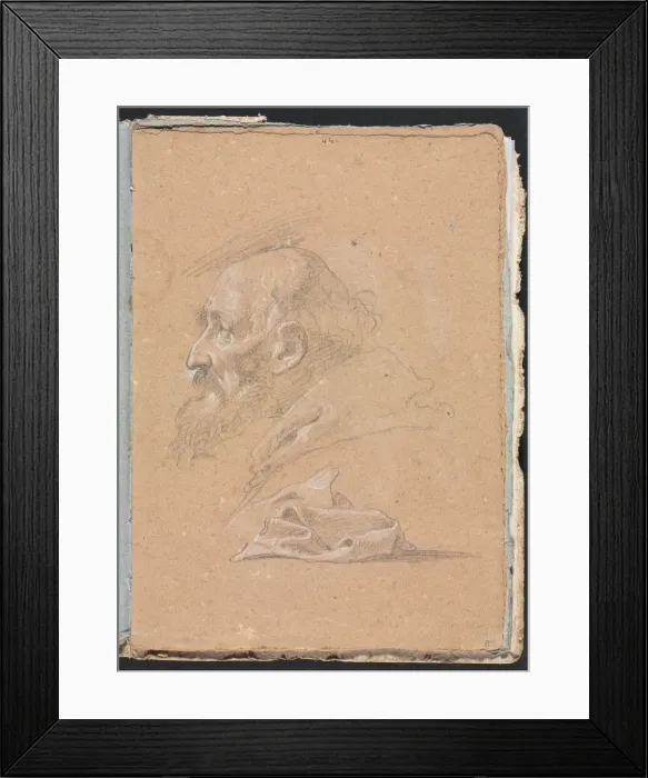 Framed Print : Verona Sketchbook: Monk in profile with drapery (page 87), 1760. Creator: Francesco Lorenzi Framed Print : Verona Sketchbook: Monk in profile with drapery (page 87), 1760. Creator: Francesco Lorenzi