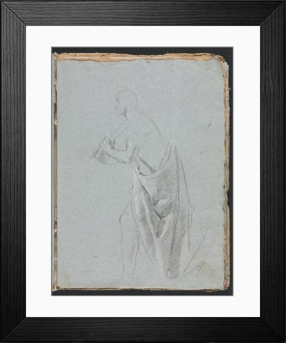 Framed Print : Verona Sketchbook: Standing male with drapery (page 19), 1760. Creator: Francesco Lorenzi (Italian Framed Print : Verona Sketchbook: Standing male with drapery (page 19), 1760. Creator: Francesco Lorenzi (Italian