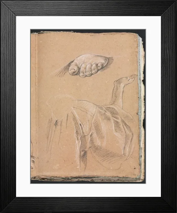 Framed Print : Verona Sketchbook: Study of a left foot and drapery study with right arm (page 79), 1760 Framed Print : Verona Sketchbook: Study of a left foot and drapery study with right arm (page 79), 1760