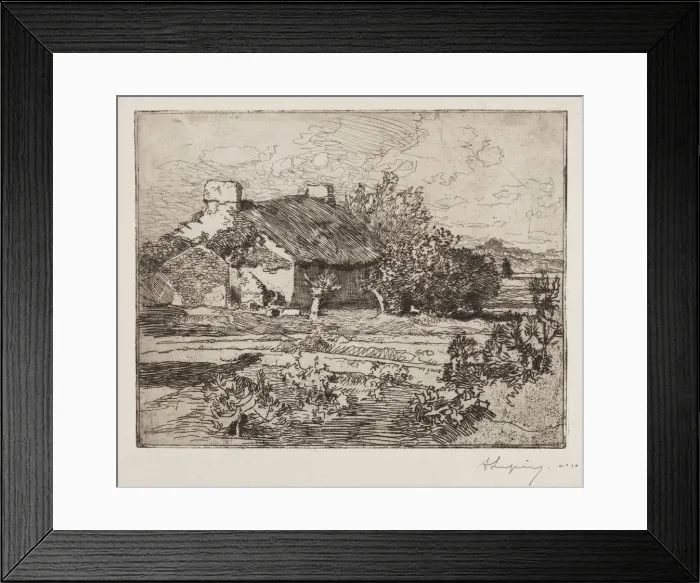 Framed Print : Vielle Bourrine, Maison du Marais, Vendee, 1892. Creator: Auguste Louis Lepere (French Framed Print : Vielle Bourrine, Maison du Marais, Vendee, 1892. Creator: Auguste Louis Lepere (French