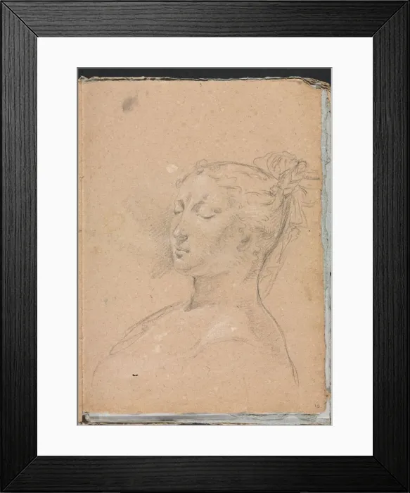 Framed Print : Verona Sketchbook: Woman with closed eyes (page 15), 1760. Creator: Francesco Lorenzi (Italian Framed Print : Verona Sketchbook: Woman with closed eyes (page 15), 1760. Creator: Francesco Lorenzi (Italian