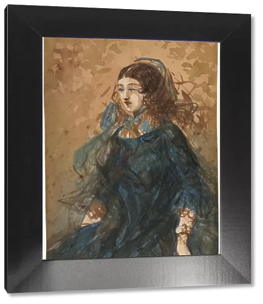 Woman in a Blue Dress (recto), 1855-1860. Creator: Constantin Guys (French, 1805-1892)
