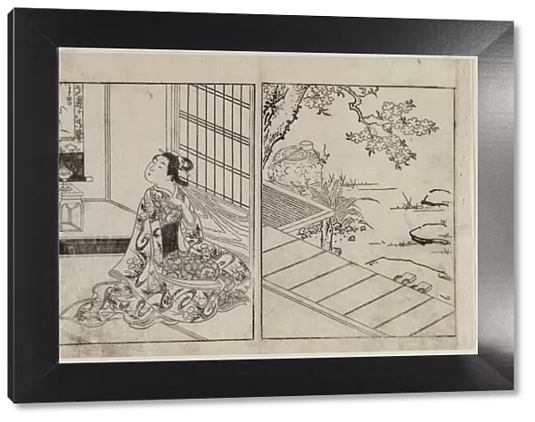 Woman Looking at a Hanging Scroll, c. 1740s. Creator: Nishikawa Sukenobu (Japanese, 1671-1754)