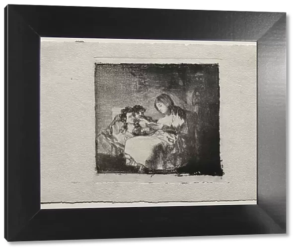 Woman Reading to Two Children, 1824-1825. Creator: Francisco de Goya (Spanish, 1746-1828)