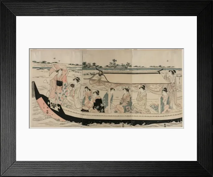 Framed Print : Women in a Pleasure Boat on the Sumida River, early 1790s. Creator: Ch?bunsai Eishi (Japanese Framed Print : Women in a Pleasure Boat on the Sumida River, early 1790s. Creator: Ch?bunsai Eishi (Japanese