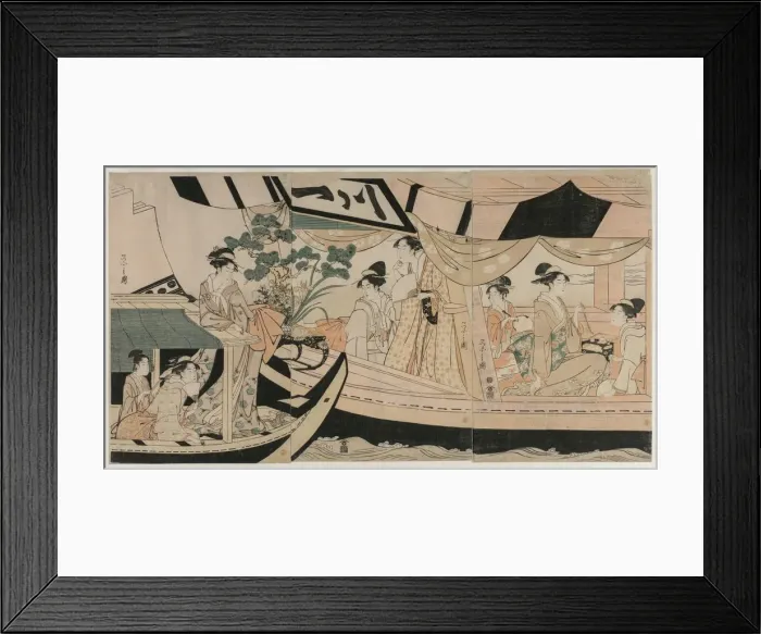 Framed Print : Women in a Pleasure Boat on the Sumida River, mid 1790s. Creator: Ch?bunsai Eishi (Japanese Framed Print : Women in a Pleasure Boat on the Sumida River, mid 1790s. Creator: Ch?bunsai Eishi (Japanese