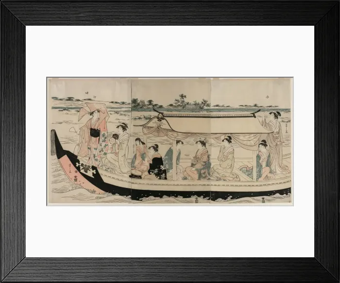 Framed Print : Women in a Pleasure Boat on the Sumida River, early 1790s. Creator: Ch?bunsai Eishi (Japanese Framed Print : Women in a Pleasure Boat on the Sumida River, early 1790s. Creator: Ch?bunsai Eishi (Japanese