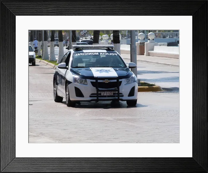 Framed Print : Chevrolet Police car in Cozumel, Mexico 2015. Creator: Unknown Framed Print : Chevrolet Police car in Cozumel, Mexico 2015. Creator: Unknown
