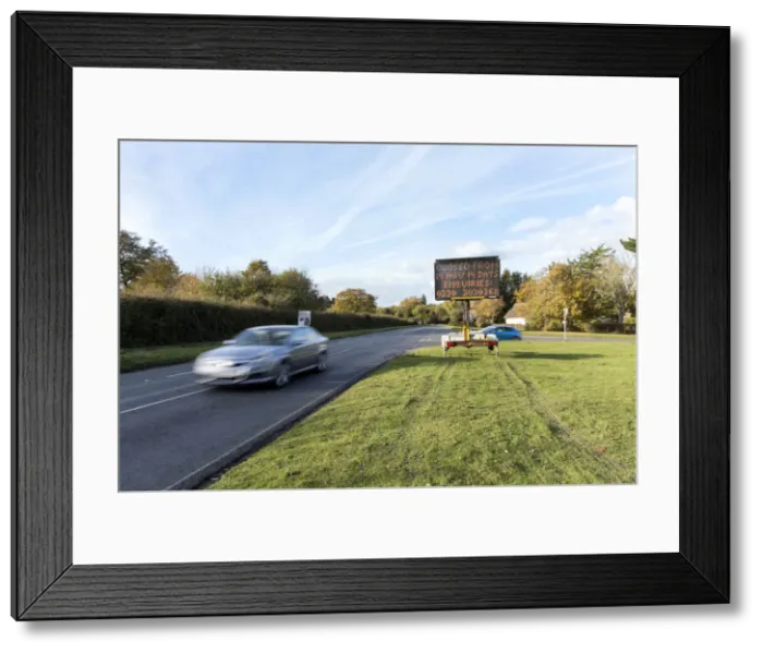 Framed Print : Solar Variable Message Temporary Road Sign 2016. Creator: Unknown Framed Print : Solar Variable Message Temporary Road Sign 2016. Creator: Unknown