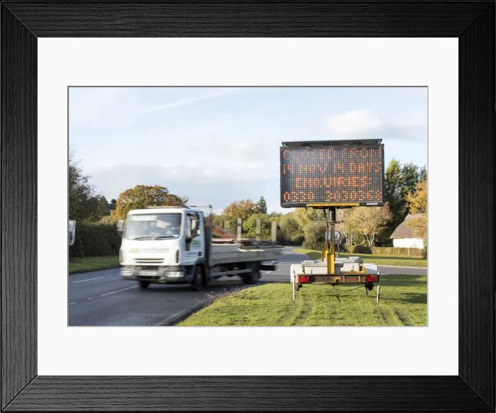 Framed Print : Solar Variable Message Temporary Road Sign 2016. Creator: Unknown Framed Print : Solar Variable Message Temporary Road Sign 2016. Creator: Unknown