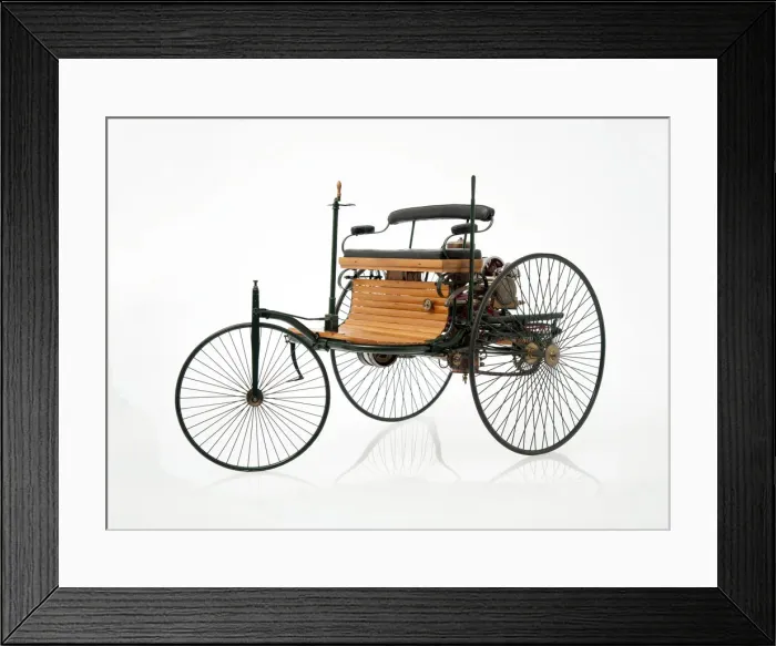 Framed Print : 1885 Benz 3 wheeler scale model. Creator: Unknown