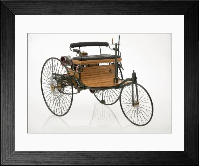 Framed Print : 1885 Benz 3 wheeler scale model. Creator: Unknown Framed Print : 1885 Benz 3 wheeler scale model. Creator: Unknown