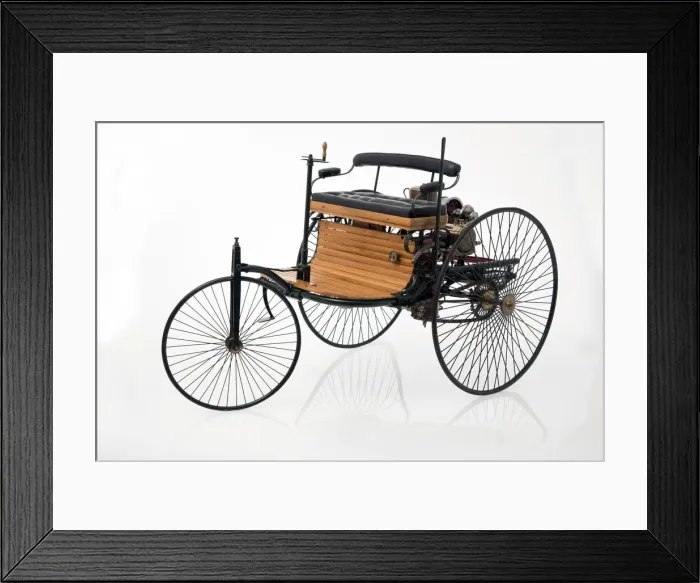Framed Print : 1885 Benz 3 wheeler scale model. Creator: Unknown Framed Print : 1885 Benz 3 wheeler scale model. Creator: Unknown