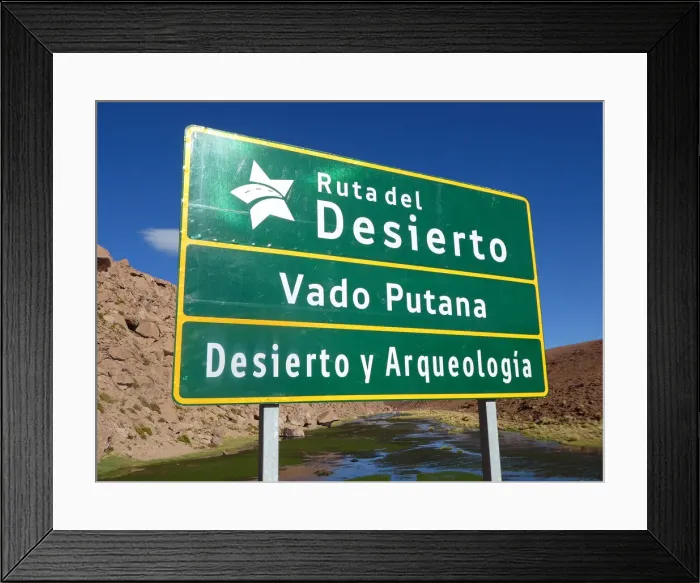 Framed Print : Road sign in Chile 2019. Creator: Unknown