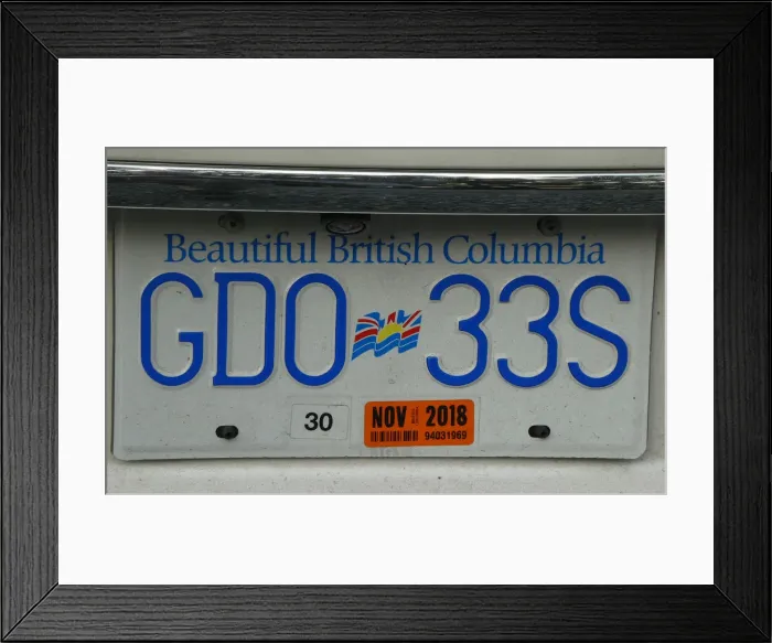 Framed Print : Car Registration plate, British Columbia, Canada. Creator: Unknown Framed Print : Car Registration plate, British Columbia, Canada. Creator: Unknown