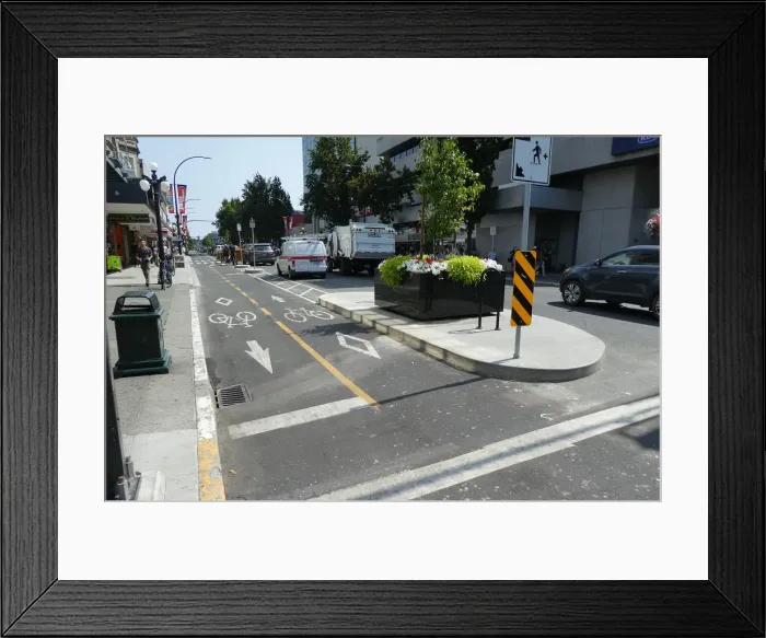 Framed Print : Two-way cycle route in Victoria, Vancouver Island, British Columbia, Canada. Creator: Unknown Framed Print : Two-way cycle route in Victoria, Vancouver Island, British Columbia, Canada. Creator: Unknown