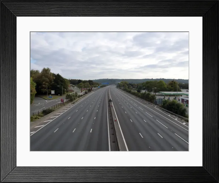 Framed Print : Deserted M27 Motorway due to closure for bridge demolition at Rownhams 2018. Creator: Unknown Framed Print : Deserted M27 Motorway due to closure for bridge demolition at Rownhams 2018. Creator: Unknown