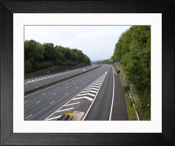 Framed Print : Deserted M27 Motorway due to closure for bridge demolition at Rownhams 2018. Creator: Unknown Framed Print : Deserted M27 Motorway due to closure for bridge demolition at Rownhams 2018. Creator: Unknown