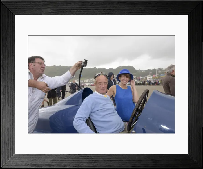 Framed Print : Don Wales and Blue Bird fan Claire Meadows Pendine Sands 2015. Creator: Unknown Framed Print : Don Wales and Blue Bird fan Claire Meadows Pendine Sands 2015. Creator: Unknown