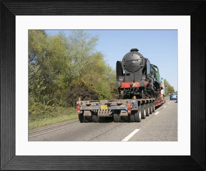 Framed Print : Locomotive being transported by heavy goods vehicle on A31 2015. Creator: Unknown Framed Print : Locomotive being transported by heavy goods vehicle on A31 2015. Creator: Unknown