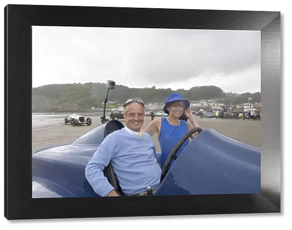 Don Wales and Blue Bird fan Claire Meadows Pendine Sands 2015. Creator: Unknown