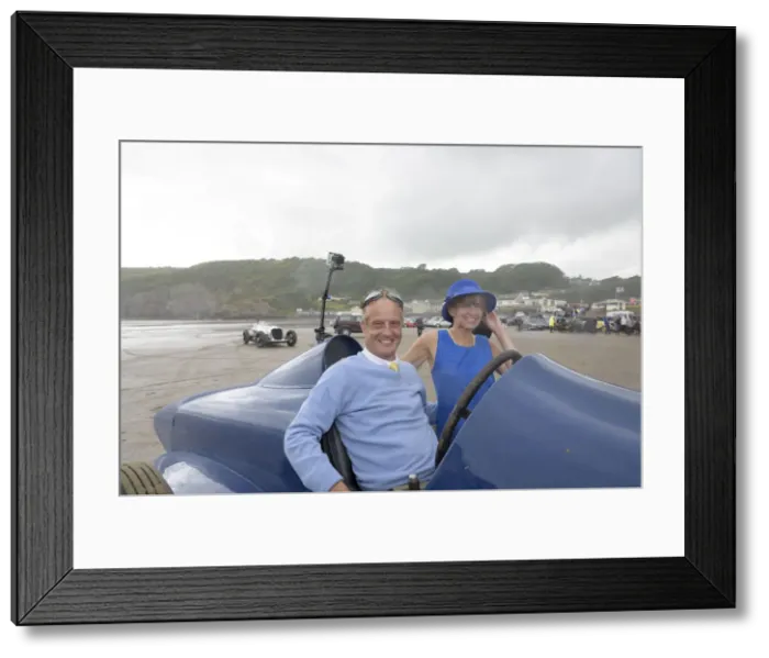 Framed Print : Don Wales and Blue Bird fan Claire Meadows Pendine Sands 2015. Creator: Unknown Framed Print : Don Wales and Blue Bird fan Claire Meadows Pendine Sands 2015. Creator: Unknown