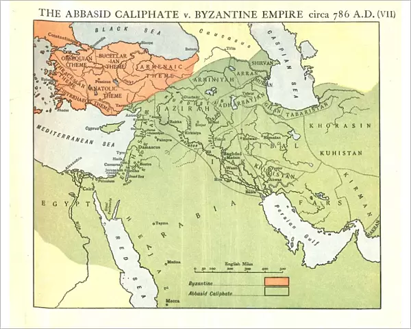 The Abbasid Caliphate v. Byzantine Empire, circa 786 A. D. c1915. Creator: Emery Walker Ltd