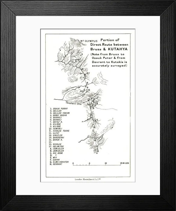 Framed Print : Portion of direct route between Brusa and Kutahya, c1915 Framed Print : Portion of direct route between Brusa and Kutahya, c1915