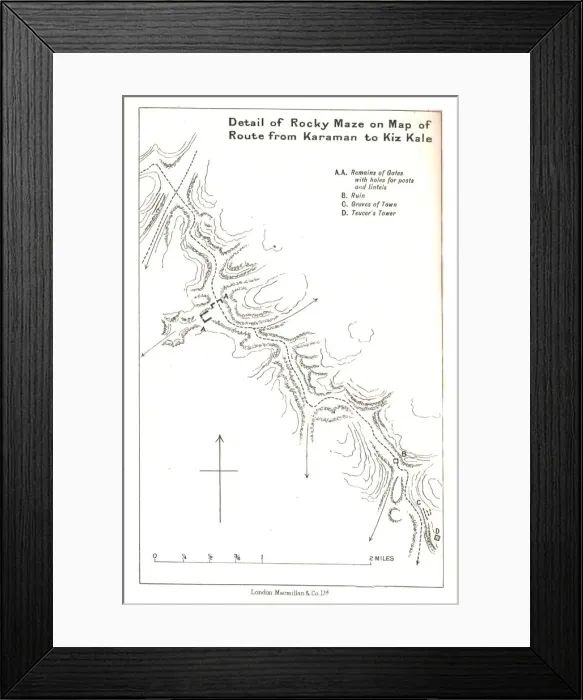 Framed Print : Detail of Rocky Maze on Map of Route from Karaman to Kiz Kale, c1915 Framed Print : Detail of Rocky Maze on Map of Route from Karaman to Kiz Kale, c1915