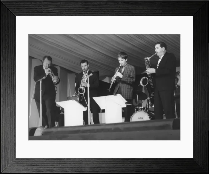 Framed Print : Humphrey Lyttleton, All Sax Band, Richmond Jazz Festival, London, 1963 Framed Print : Humphrey Lyttleton, All Sax Band, Richmond Jazz Festival, London, 1963