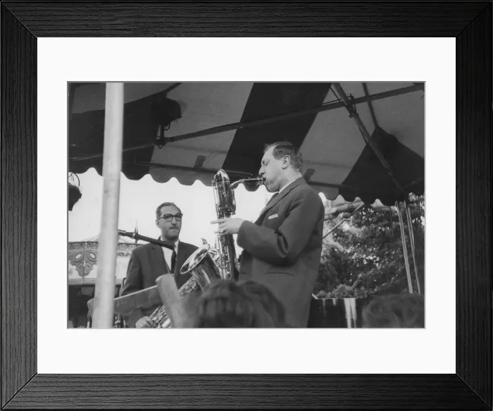 Framed Print : Vic Ash and Harry Klein, Beaulieu Jazz Festival, Hampshire, 1960. Creator: Brian Foskett Framed Print : Vic Ash and Harry Klein, Beaulieu Jazz Festival, Hampshire, 1960. Creator: Brian Foskett