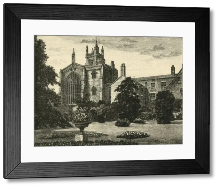 Framed Print : The College Chapel, from the Wardens Gardens, 1898. Creator: Unknown Framed Print : The College Chapel, from the Wardens Gardens, 1898. Creator: Unknown