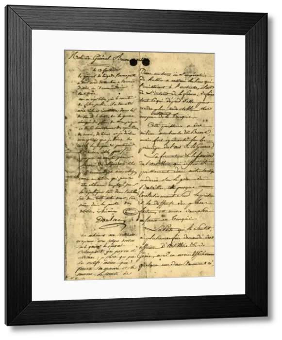 Framed Print : Note from General Bonaparte, 13 September 1795, (1921). Creator: Napoleon Bonaparte I Framed Print : Note from General Bonaparte, 13 September 1795, (1921). Creator: Napoleon Bonaparte I