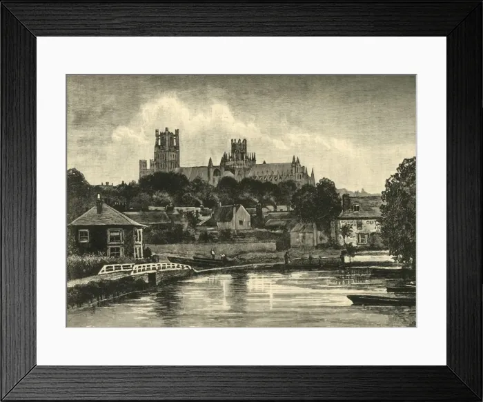 Framed Print : Ely Cathedral, from the Railway Bridge, 1898. Creator: Unknown Framed Print : Ely Cathedral, from the Railway Bridge, 1898. Creator: Unknown