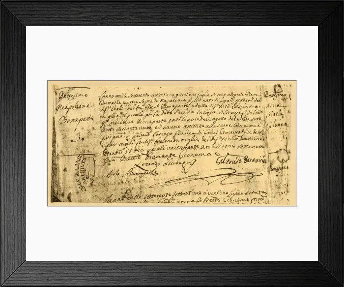 Framed Print : Napoleons birth certificate, 19 July 1782, (1921). Creator: Unknown Framed Print : Napoleons birth certificate, 19 July 1782, (1921). Creator: Unknown