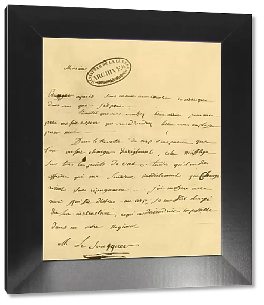 Letter from Napoleon to Le Saucquer, war clerk, 3 June 1791, (1921). Creator: Napoleon Bonaparte I