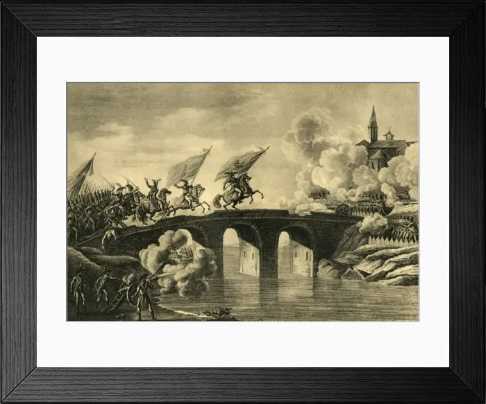 Framed Print : Generals Bonaparte and Augereau storm the bridge at Arcola, November 1796, (1921) Framed Print : Generals Bonaparte and Augereau storm the bridge at Arcola, November 1796, (1921)