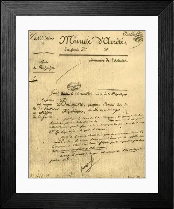 Framed Print : Ministerial order on the subject of La Tour d Auvergne, 15 July 1803, (1921). Creator: Unknown Framed Print : Ministerial order on the subject of La Tour d Auvergne, 15 July 1803, (1921). Creator: Unknown