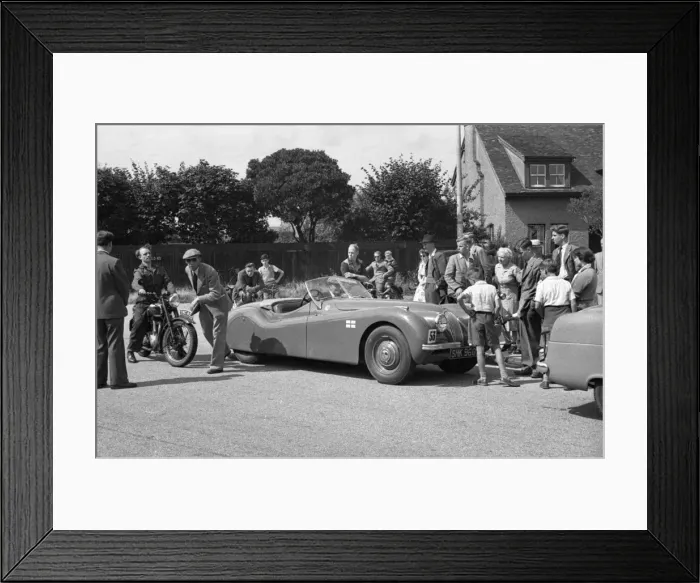 Framed Print : 1952 Jaguar XK120, Felixtowe rally. Reg SHK 960. Creator: Unknown Framed Print : 1952 Jaguar XK120, Felixtowe rally. Reg SHK 960. Creator: Unknown