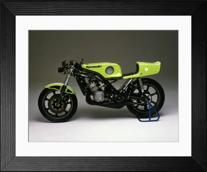 Framed Print : 1975 Kawasaki factory racer. Creator: Unknown Framed Print : 1975 Kawasaki factory racer. Creator: Unknown