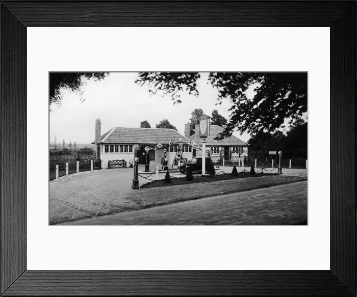 Framed Print : Waresley petrol station at Hartlebury 1929. Creator: Unknown Framed Print : Waresley petrol station at Hartlebury 1929. Creator: Unknown