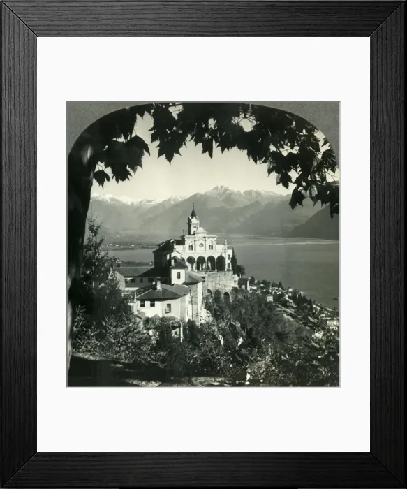 Framed Print : The Pilgrimage Church of Madonna del Sasso on Lake Maggiore near Locarno, Switzerland, c1930s Framed Print : The Pilgrimage Church of Madonna del Sasso on Lake Maggiore near Locarno, Switzerland, c1930s