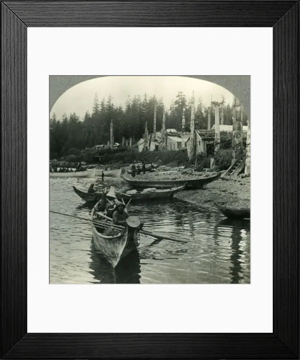 Framed Print : In the Land of the Totem Poles - The Indian Village of Kassan, Alaska, c1930s. Creator: Unknown Framed Print : In the Land of the Totem Poles - The Indian Village of Kassan, Alaska, c1930s. Creator: Unknown