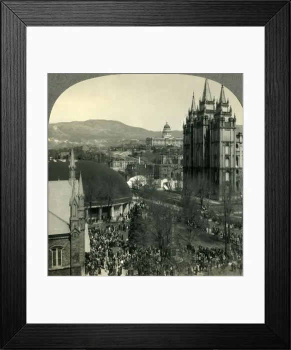 Framed Print : Salt Lake City, Utah - Looking North over Temple Square to the Capitol, c1930s. Creator: Unknown Framed Print : Salt Lake City, Utah - Looking North over Temple Square to the Capitol, c1930s. Creator: Unknown