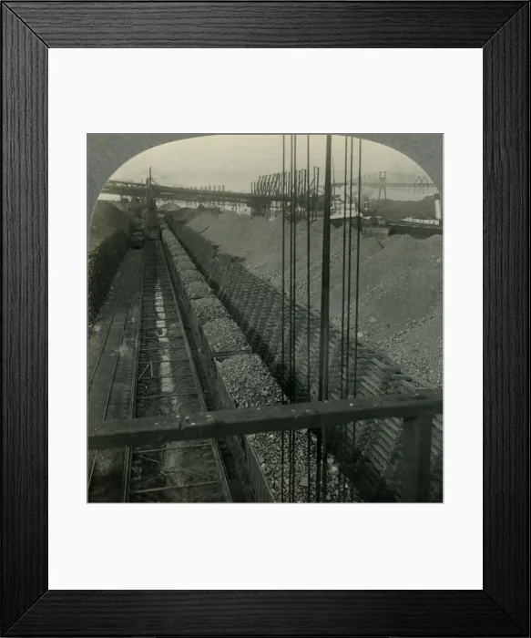 Framed Print : Unloading Iron ore at Port of Cleveland, Ohio, the Heaviest Handler of Ore in the World, c1930s Framed Print : Unloading Iron ore at Port of Cleveland, Ohio, the Heaviest Handler of Ore in the World, c1930s