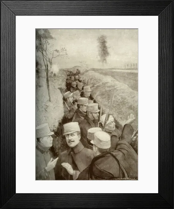 Framed Print : The Hero King of Belgium in the Trenches with his Soldiers, 1915. Creator: Unknown Framed Print : The Hero King of Belgium in the Trenches with his Soldiers, 1915. Creator: Unknown