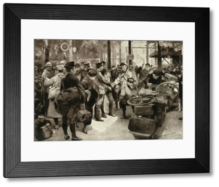 Framed Print : Brothers in Arms: A Poilu Greets British Soldiers, 1916. Creator: Unknown Framed Print : Brothers in Arms: A Poilu Greets British Soldiers, 1916. Creator: Unknown